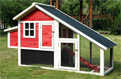 Spacious Wood Chicken Coop (Red and White)