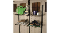 Two Wall Mounted Storage Shed Shelves