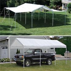 Shelterlogic 10'×20' Canopy, 1-3/8" 8-Leg Frame, White Cover, Extension Kit