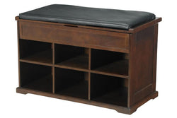 Wooden Shoe Bench with Cushion and Storage