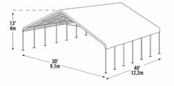 Shelterlogic 30x40 Canopy, 2-3/8" Frame, White Cover, FR Rated