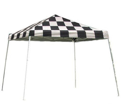 Shelterlogic 12x12 Slant Leg Pop-up Canopy with Cover, Black Roller Bag - Checkered Flag Cover