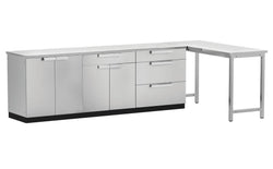 NewAge Outdoor Kitchen - 4 PC Outdoor Kitchen Set with Prep Table in Stainless Steel