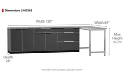 NewAge Outdoor Kitchen - 4 PC Outdoor Kitchen With Prep Table Set in Aluminum