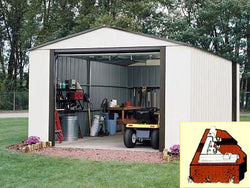 Arrow Murrayhill, 12x17, Vinyl Coated Steel, Coffee / Almond, High Gable, 73.8" Wall Height, Roll-up Garage Door