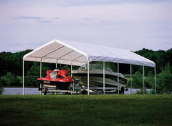 ShelterLogic 12×30 Canopy, 2" 12-Leg Frame, White Cover