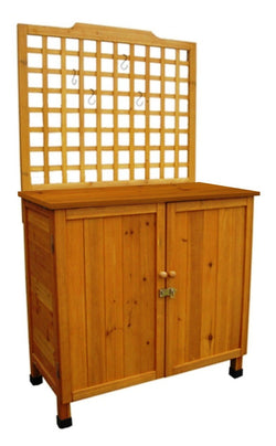 Garden Wood Potting Table with Storage & Hanging Racks