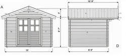 Douglas 10 x 8 Wood Storage Shed Kit with Porch