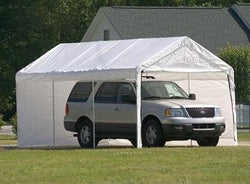 ShelterLogic 10'×20' Canopy, 2" 8-Leg Frame, White Cover, Enclosure Kit, FR Rated