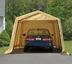 ShelterLogic 10X20 Auto Shelter, 1-3/8" 5-Rib Peak Style Frame, Sandstone Cover