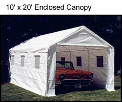 King Canopy A-Frame Universal Canopy - 10' x 20' x 9'9" - 8 Legs -  Fitted Cover w/ Drawstring - Sidewall Kit w/ Windows - White