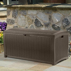 Suncast 99 Gallon Resin Wicker Deck Box