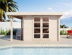 Moderna 10 x 10 Wood Storage Shed or Pool House w/ Roof Overhang