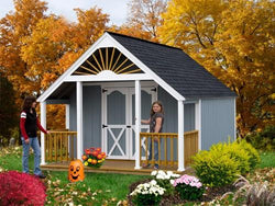 Beautiful 12' Wood Garden Storage Shed with Porch Kit - 2 Sizes