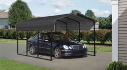 Arrow Carport 10x24x7, 29 Gauge Galvanized Steel Roof Panels, 2 in.Square Tube Frame, Charcoal Finish