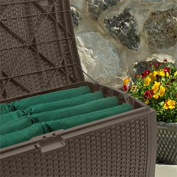 Suncast 99 Gallon Resin Wicker Deck Box