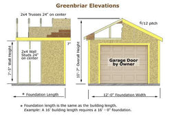 Greenbriar 12' Wood Shed Garage Kit