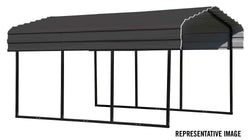 Arrow Carport 10x15x7, 29 Gauge Galvanized Steel Roof Panels, 2 in.Square Tube Frame, Charcoal Finish