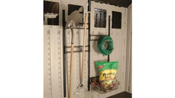 Storage Shed Wall Hooks and Basket Accessory