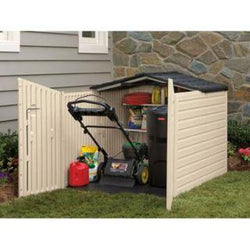 Rubbermaid 1800005 Sandalwood 96 Cubic Feet Slide Lid Shed